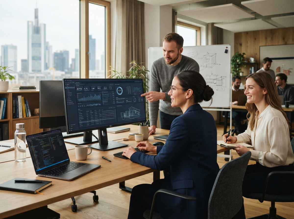 Jenyra Fluxive GPT Analystenteam bei der Überprüfung von Modellparametern